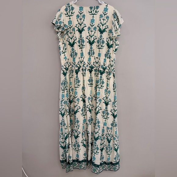LEA Flutter sleeve floral v-neck maxi dress 3X - Picture 4 of 9
